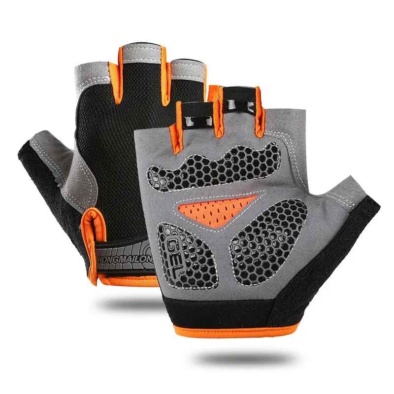 gants vélo noir et orange