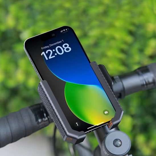 support téléphone vélo vu proche