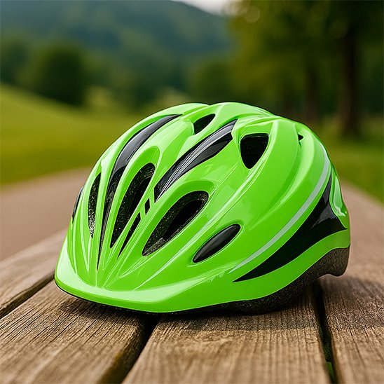 casque vélo enfant vert proche