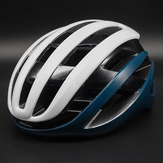 Casque vélo femme blanc et bleu