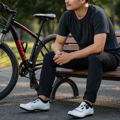 chaussures route vélo blanc avec homme