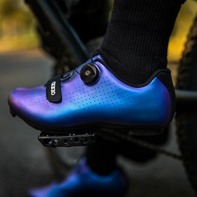 chaussures route vélo bleu mauve