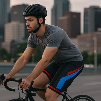 cuissard vélo rouge bleu avec homme