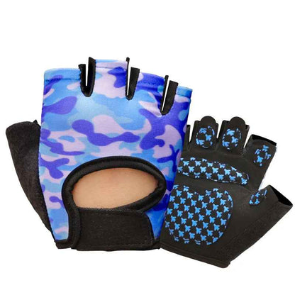 gant pour vélo camouflage bleu proche