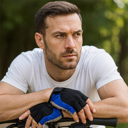 Gants pour vélo bleus avec homme