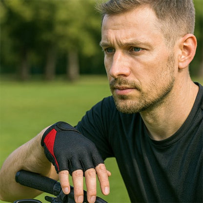 Gants pour vélo rouges avec homme