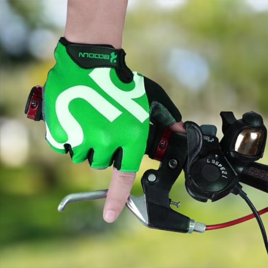 gants vélo vert blanc