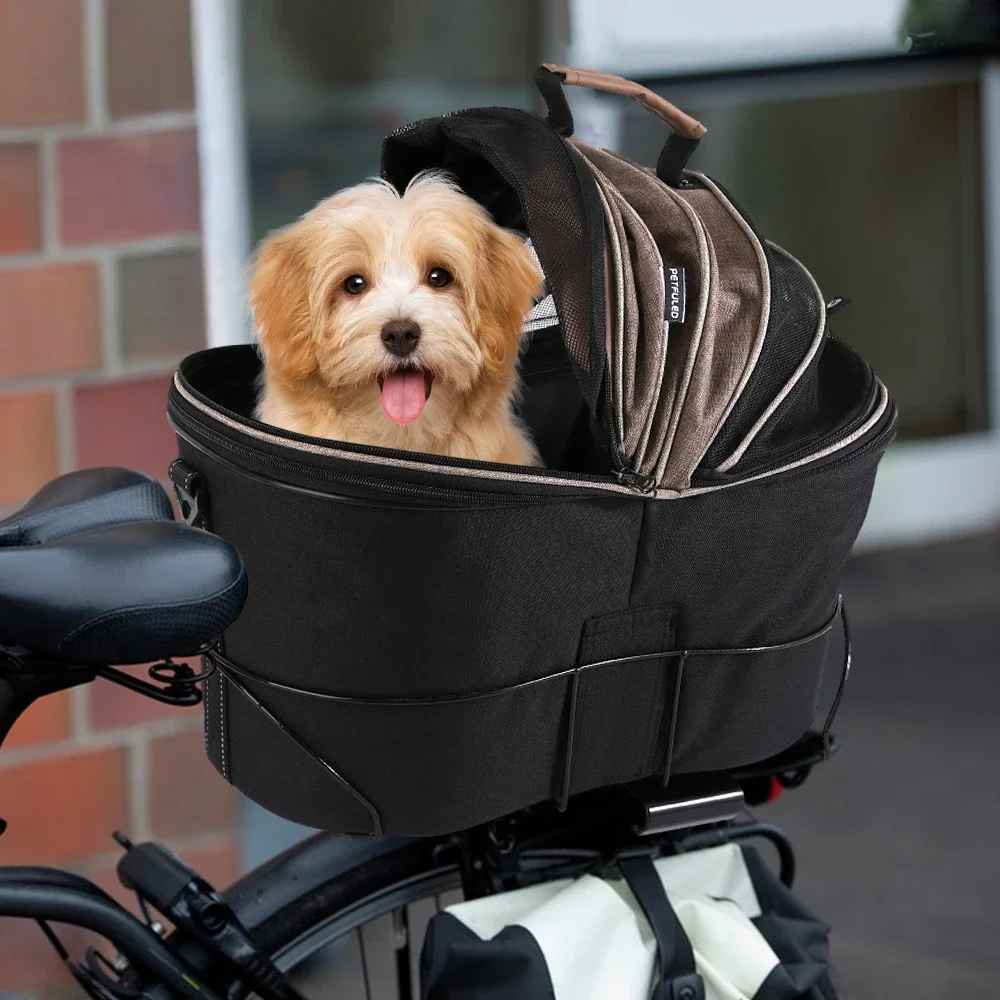 panier chien vélo chien blanc brun