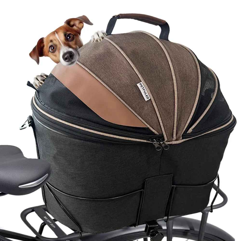 panier chien vélo fermé avec chien