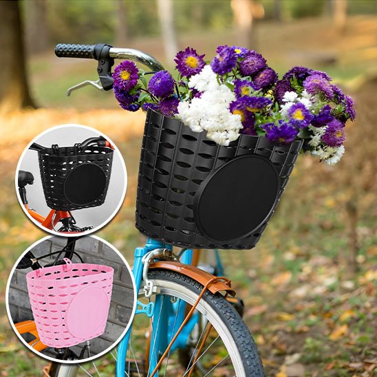 panier de vélo avec fleurs