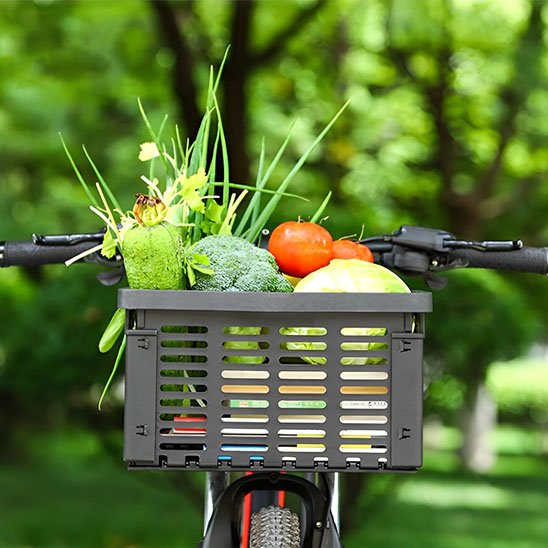 panier pour vélo avec légumes