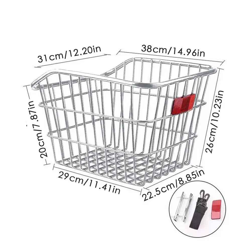 panier pour vélo dimensions argent sans couvercle