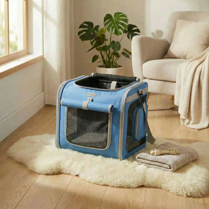 panier vélo chien bleu