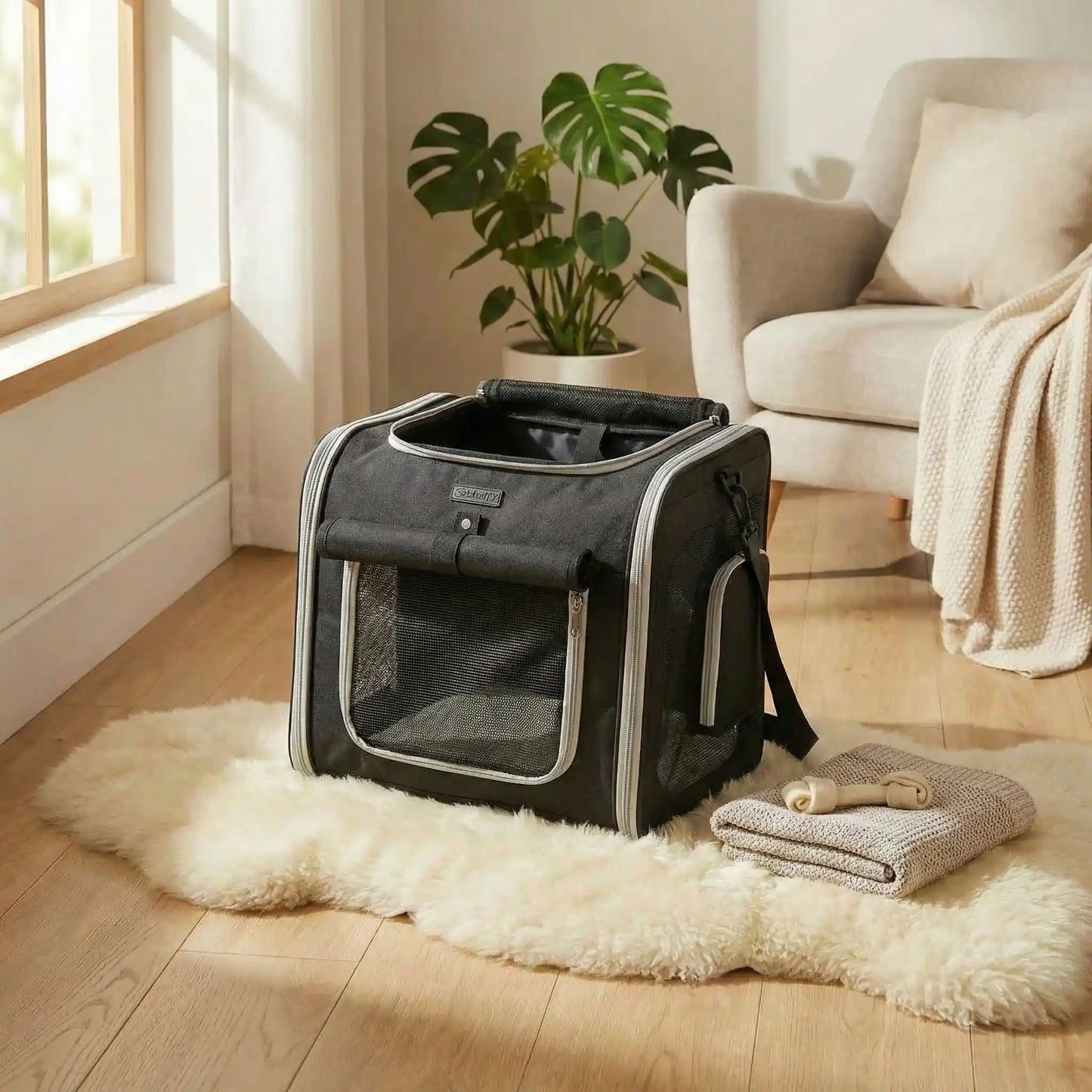 panier vélo chien noir