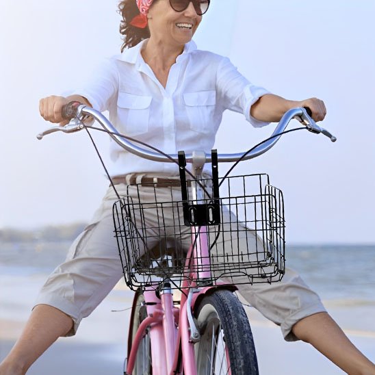 panier vélo sur vélo avec femme