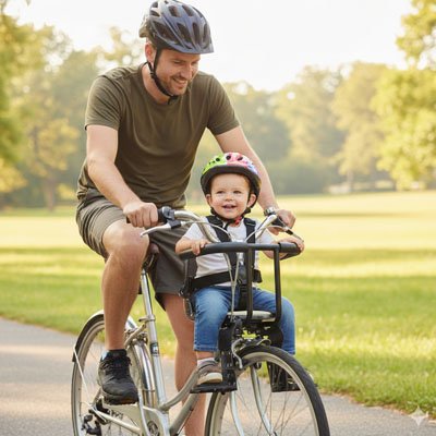 porte bébé vélo père enfant