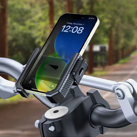 support téléphone vélo vu côté