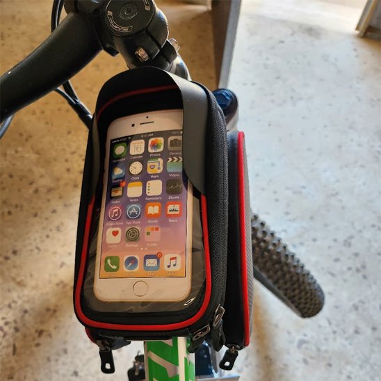 support vélo téléphone noir rouge